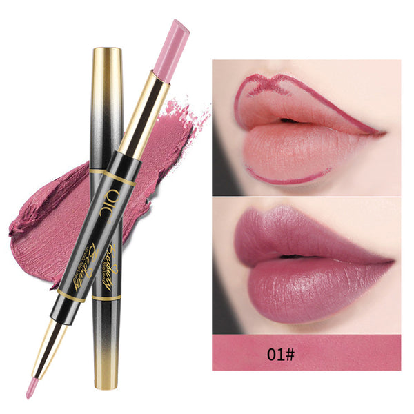 New Double-end Lipstick Pen Easy to Wear Long-lasting Natural Lasting Lipliner Waterproof Lip Liner Stick Pencil 14 Color Beauty
