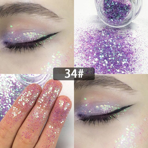 New Dreamy Glitter Eyeshadow 34 Colors Sparkles Gel Cream Bright and Dazzling Eye Shadow Professional