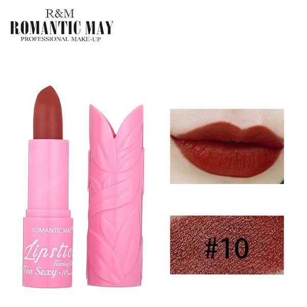 New Fashion ROMANTIC MAY Lipstick Moisturizer Matte Lips Stick Long Lasting Charming Maquiagem Drop Shipping