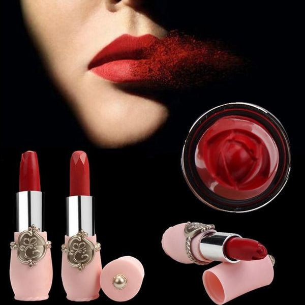 New Long-lasting Lipstick Makeup Rose Lipstick Moisturizer Smooth Lips Stick Long Lasting Charming Lip Lipstick Cosmetic Red