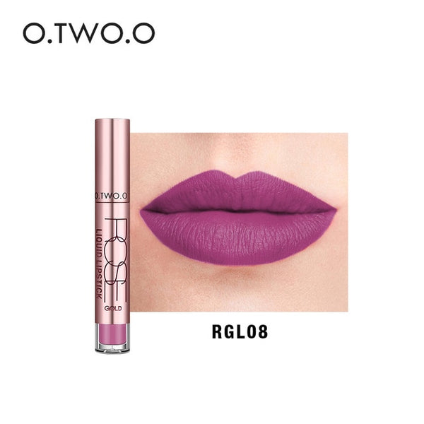 O.TWO.O 12 Colors Matte Liquid Lipstick Kiss Proof Lipstick Lip Tattoo Makeup Long Lasting Pigment Nude Gold Metallic Lipgloss