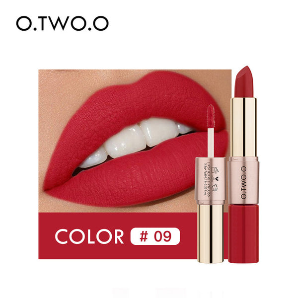 NEW 2 in 1 Matte Lipstick Lips Makeup Cosmetics Waterproof  Mate Lip Gloss Rouge 12 Colors