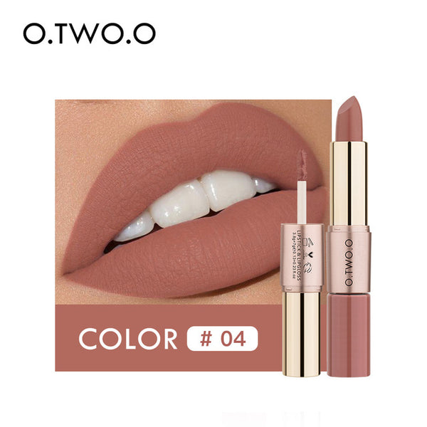 NEW 2 in 1 Matte Lipstick Lips Makeup Cosmetics Waterproof  Mate Lip Gloss Rouge 12 Colors