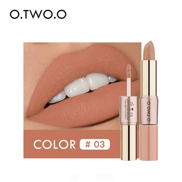 NEW 2 in 1 Matte Lipstick Lips Makeup Cosmetics Waterproof  Mate Lip Gloss Rouge 12 Colors
