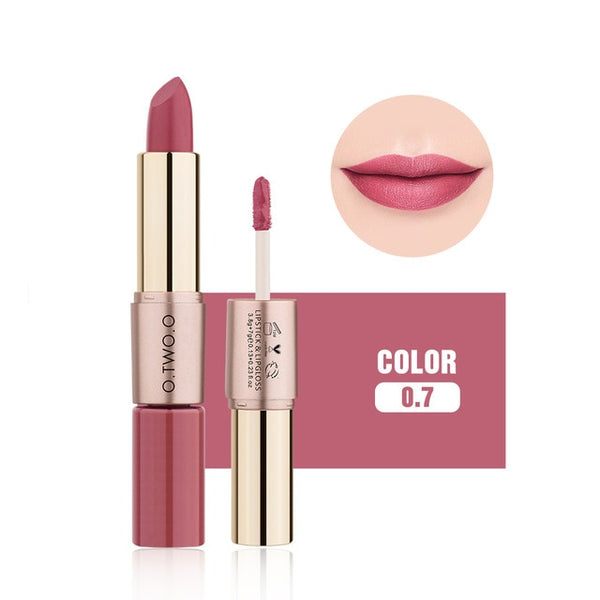 O.TWO.O 2 in 1 Matte Lipstick Lips Makeup Cosmetics Waterproof Pintalabios Batom Mate Lip Gloss Rouge 12 Colors Choose