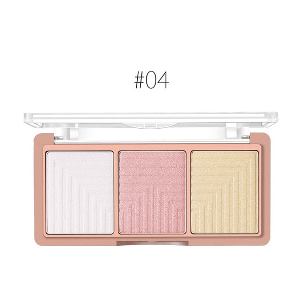 O.TWO.O 3 Colors Highlighter Blusher Powder Palette Face Contour Powder Highlighter Blusher Bronzer Makeup Foundation Powder