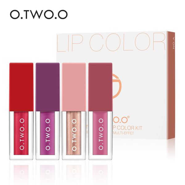 High Quality 4 Colors Matte Shimmering Liquid Lip Gloss Set Long Lasting Liquid Lipstick