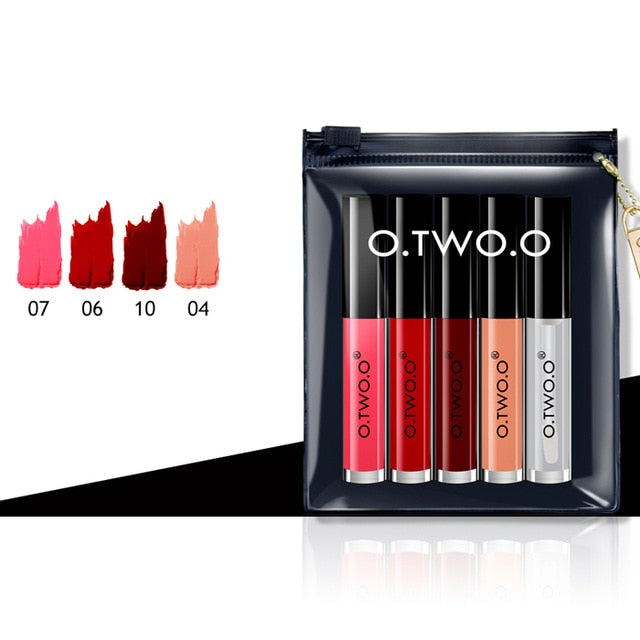 High Quality 5PCS/SET Makeup Lip Gloss Set Velvet Waterproof Liquid Lipstick Lip