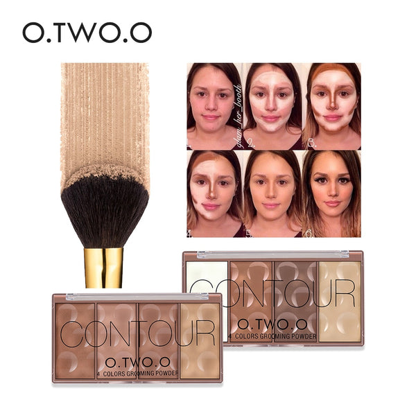 O.TWO.O Contour Palette Face Shading Grooming Powder Makeup 4 Colors Long-Lasting Face Make Up Contouring Bronzer Cosmetics