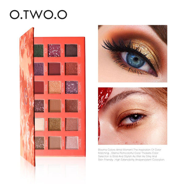O.TWO.O Eye Shadow Matte Shimmer Pigment Powder 18 Colors Long Lasting Makeup Brown Purple Eyeshadow Make Up Palette New Arrival