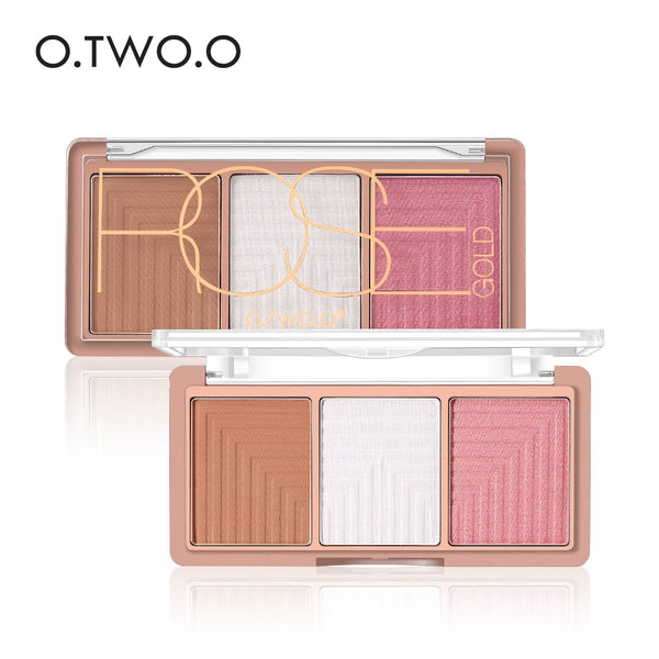 O.TWO.O Highlighter Blusher Powder Palette Face Contour Powder Highlighter Blusher Bronzer Makeup Base Foundation Powder