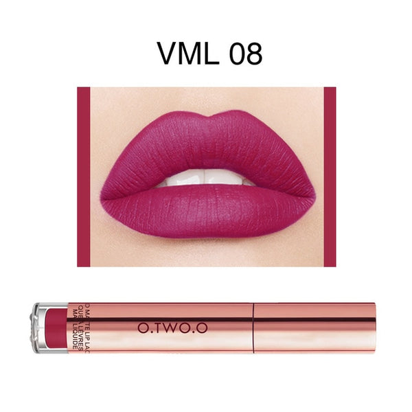 O.TWO.O Liquid Lipstick Waterproof Long Lasting Matte Velvet Lip Gloss Makeup Smooth Lip Tint Pigment Red Lips Cosmetics