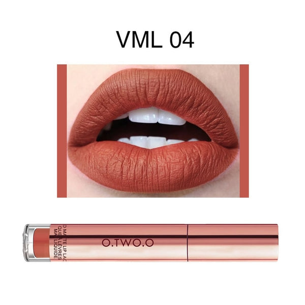 O.TWO.O Liquid Lipstick Waterproof Long Lasting Matte Velvet Lip Gloss Makeup Smooth Lip Tint Pigment Red Lips Cosmetics