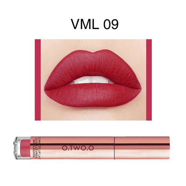 O.TWO.O Liquid Lipstick Waterproof Long Lasting Matte Velvet Lip Gloss Makeup Smooth Lip Tint Pigment Red Lips Cosmetics