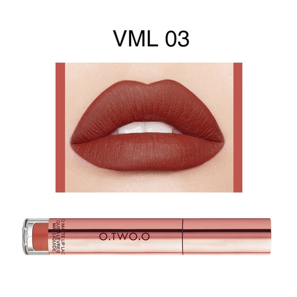 O.TWO.O Liquid Lipstick Waterproof Long Lasting Matte Velvet Lip Gloss Makeup Smooth Lip Tint Pigment Red Lips Cosmetics