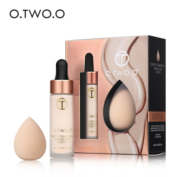 NEW Matte Foundation With Sponge Puff Kit Matte Effect Velvet Texture Liquid Drop Foundations Makeup Set