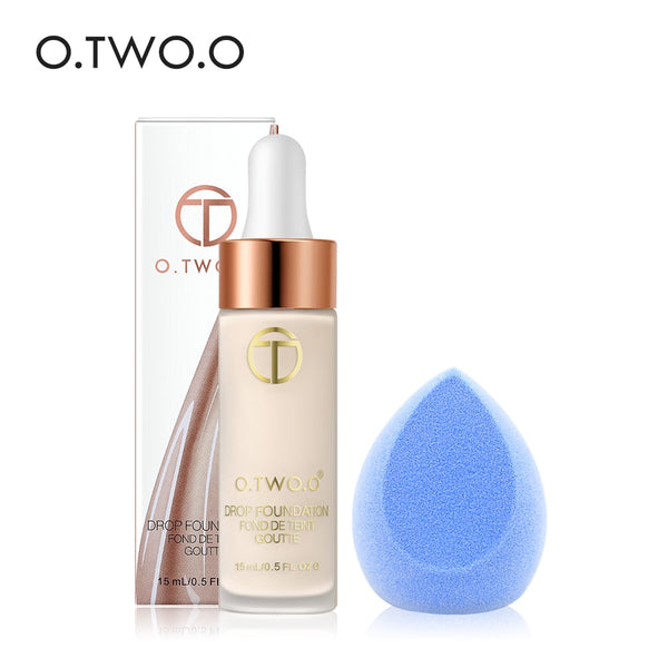 O.TWO.O Matte Liquid Drop Foundation Makeup Face Base Primer BB Cream Full Cover Concealer With Makeup Sponge Blender Makeup Set