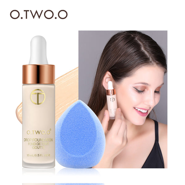 Matte Liquid Foundation Makeup Base Primer Face Cream Full Cover Concealer With Makeup Sponge Blender
