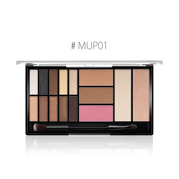 New Palette Eyeshadow Highlighter Glitter Blush Contour Palette 15 Shades With Brush