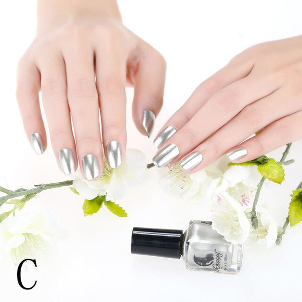 Offre spéciale Pro 6 ml miroir vernis à ongles placage argent pâte métal couleur acier inoxydable miroir argent vernis à ongles pour Nail Art cadeau