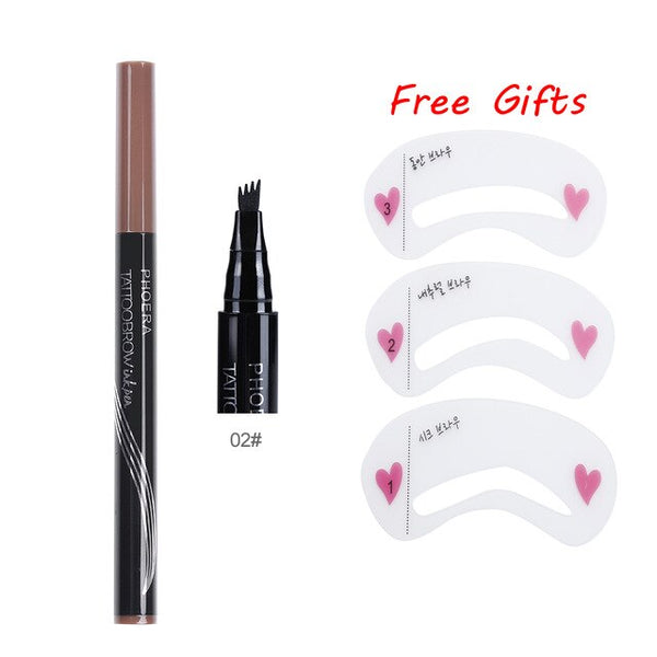 PHOERA automatique mat sourcil crayon étanche sourcil tatouage avec brosse longue durée cosmétiques sourcils stylo