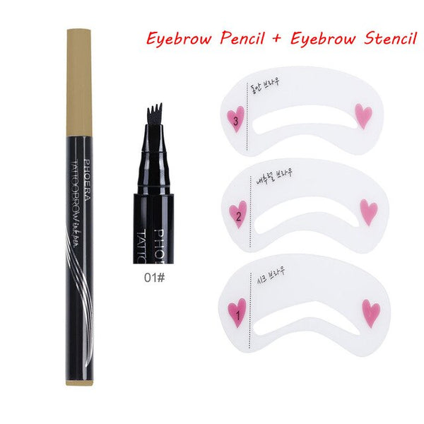 PHOERA automatique mat sourcil crayon étanche sourcil tatouage avec brosse longue durée cosmétiques sourcils stylo