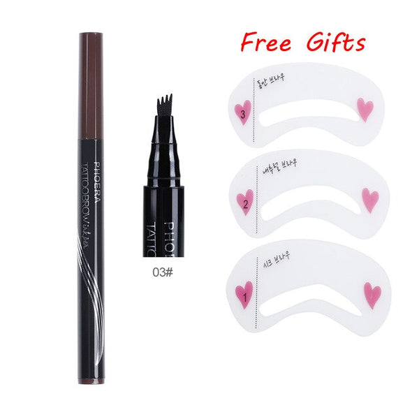 PHOERA automatique mat sourcil crayon étanche sourcil tatouage avec brosse longue durée cosmétiques sourcils stylo