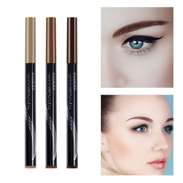 PHOERA étanche fourchette pointe sourcils crayons Fine esquisse liquide sourcil teinte microblading sourcil tatouage stylo maquiagem
