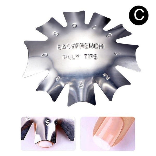 Pooypoot 1 pièces facile français ligne coupe bord pochoir multi-taille inoxydable Nail Art Guide conseils pochoirs style forme modèle outils