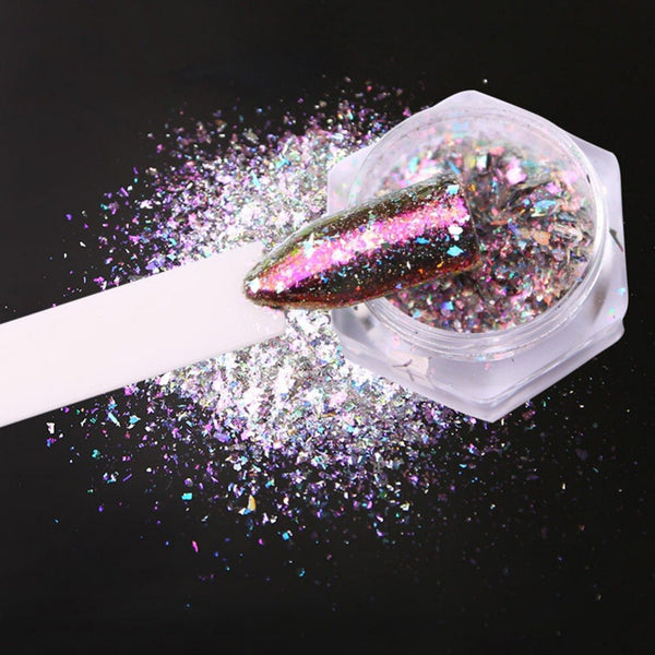 Poudre de paillettes d'ongle Laser holographique poudre effet miroir Chrome caméléon poussière pour décoration d'art d'ongle 6 couleurs #278298