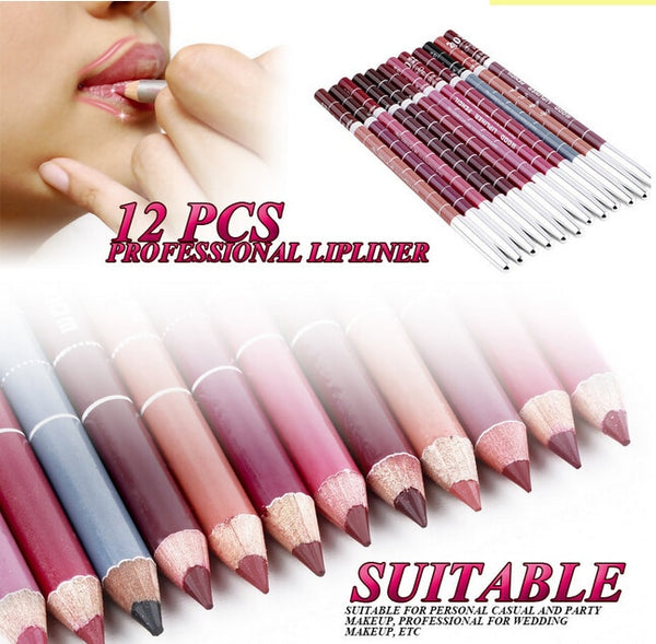 Professional Lipliner pencil Waterproof wooden blend Lip Liner Pencil 15CM 12 Colors Per Set Hot makeup lipstic