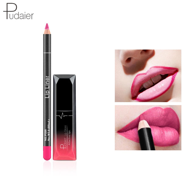 Lip Gloss Tint Liquid Matte Makeup with Lip Liners Pencil Rouge a Levre Mat