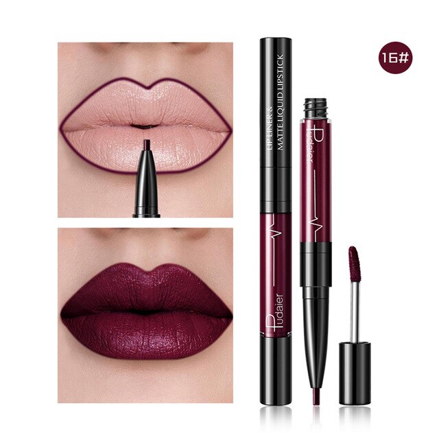 Hot 16 Colors 2 in 1 Lip Pen And Labial Glair Velvet Matte Lip Gloss Waterproof