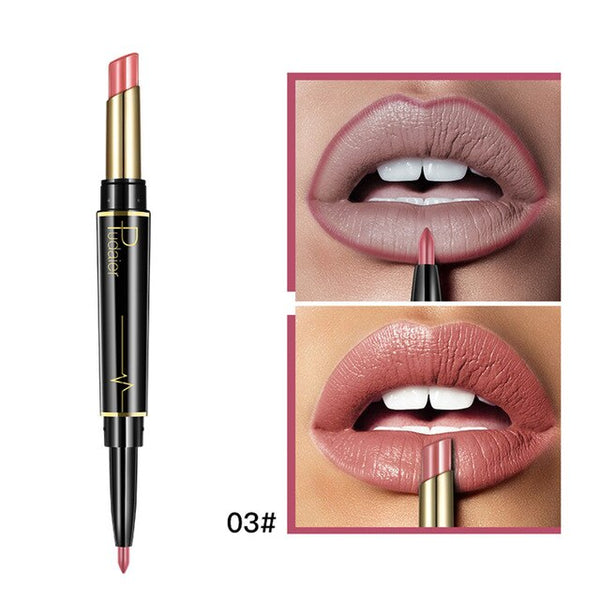 New 16 Colors Double Side Lipstick Pencil Waterproof Makeup Half Matte Lip Stick Long Lasting