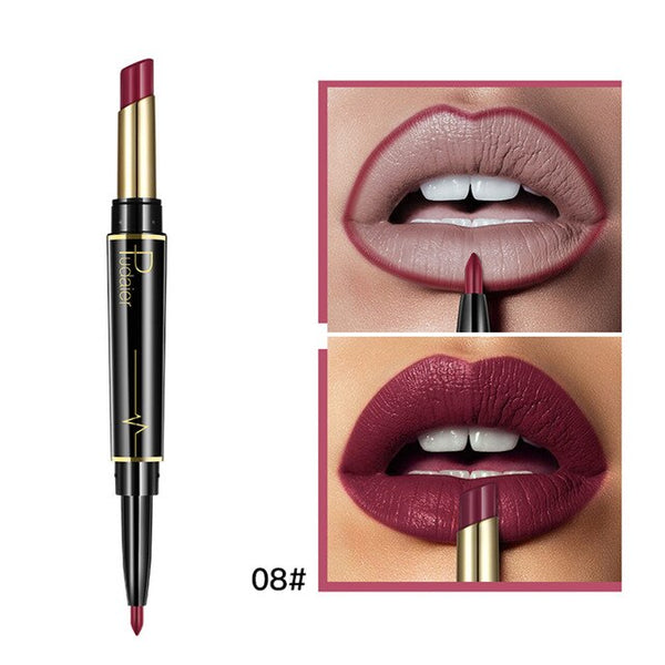 New 16 Colors Double Side Lipstick Pencil Waterproof Makeup Half Matte Lip Stick Long Lasting