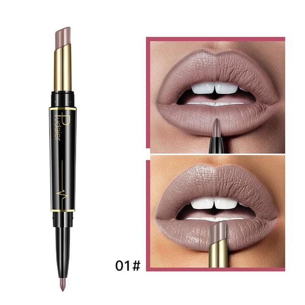 New 16 Colors Double Side Lipstick Pencil Waterproof Makeup Half Matte Lip Stick Long Lasting