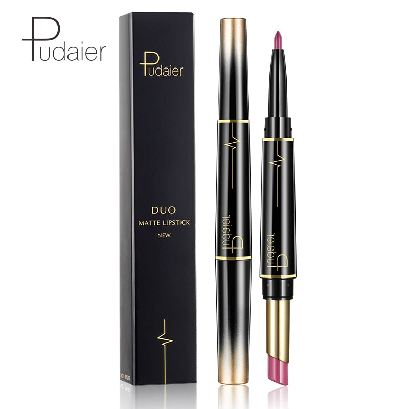 New 16 Colors Double Side Lipstick Pencil Waterproof Makeup Half Matte Lip Stick Long Lasting