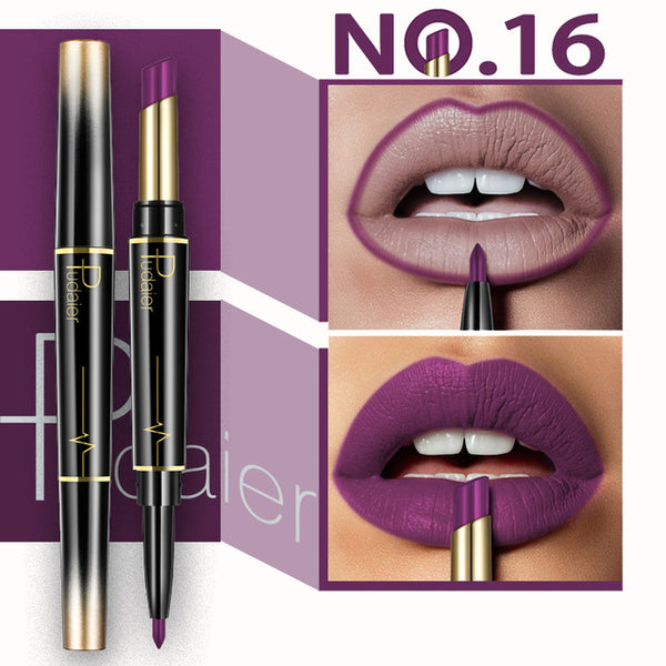 Double Head Fashion Lipstick Pencil Waterproof Makeup 16 colors