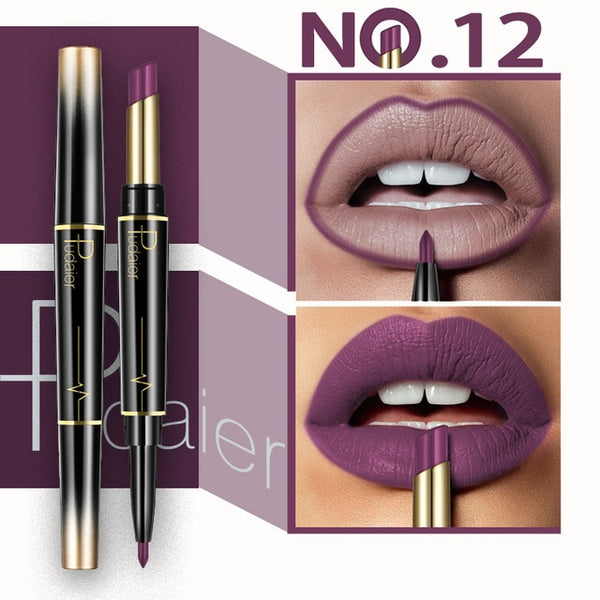 Double Head Fashion Lipstick Pencil Waterproof Makeup 16 colors