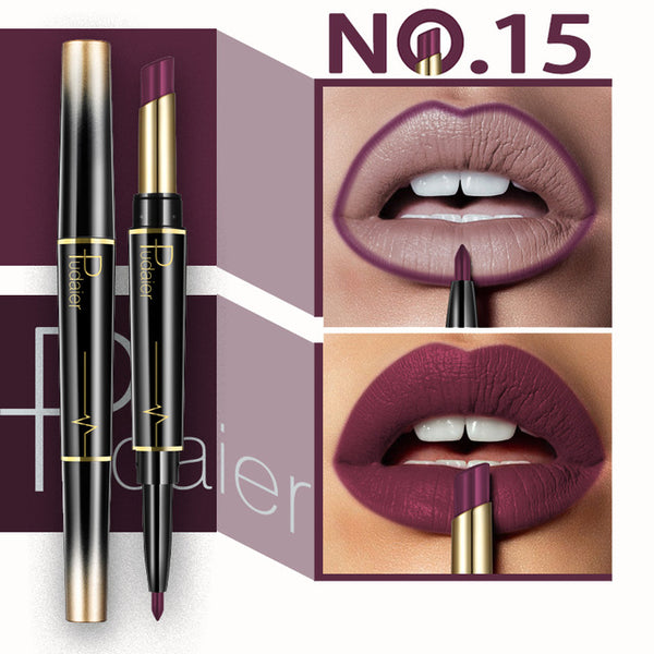 Double Head Fashion Lipstick Pencil Waterproof Makeup 16 colors