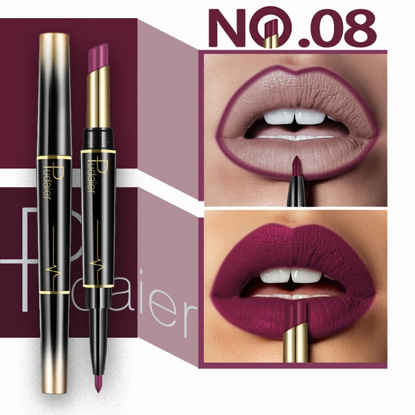 Double Head Fashion Lipstick Pencil Waterproof Makeup 16 colors