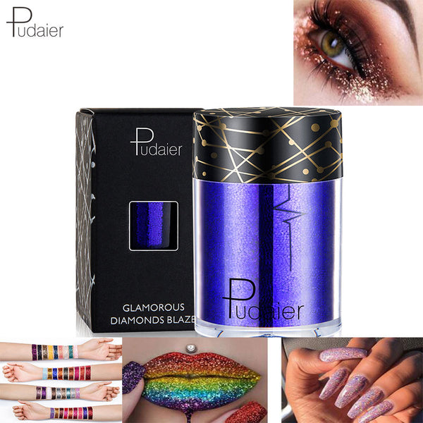 Pudaier 1PC 30colors Glitter Eyeshadow Pigment Powder Face Lip Nail Makeup Multipurpose Glue-Free Eye shadow Shimmer Waterproof