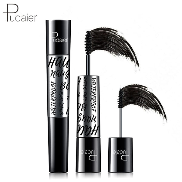 Pudaier 1PC 3Colors 2-in-1 Dual Falsies Big Eyes Mascara Waterproof Makeup 4d Silk Fiber Eyelash Mascara For Different Effect