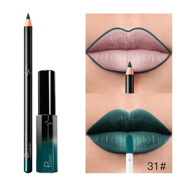 New 36 Colors Lipgloss + Lipliner Matte Lip Gloss liner