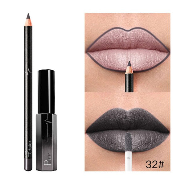New 36 Colors Lipgloss + Lipliner Matte Lip Gloss liner