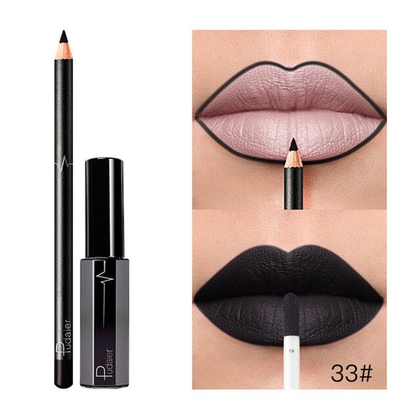 New 36 Colors Lipgloss + Lipliner Matte Lip Gloss liner