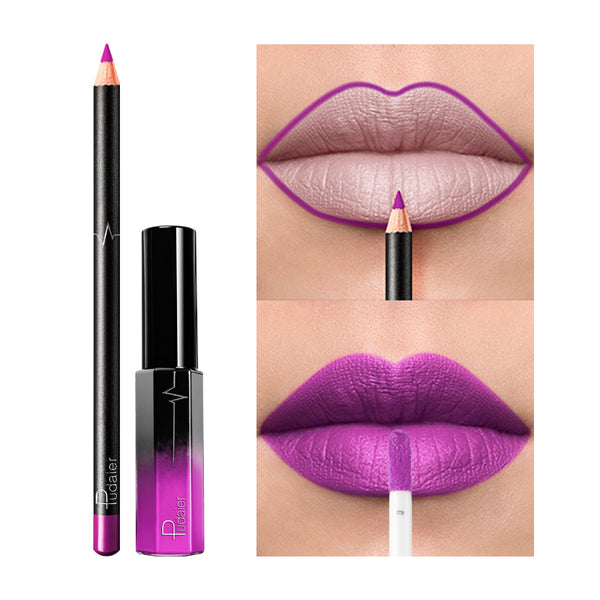 New 36 Colors Lipgloss + Lipliner Matte Lip Gloss liner