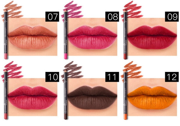 Pudaier 6 Colors/Set Sexy Matte Lip Stick Lipliner Lip Liner Pencil Matt Lipsliner Pen Set Beauty Cosmetic Makeup Tool TSLM2