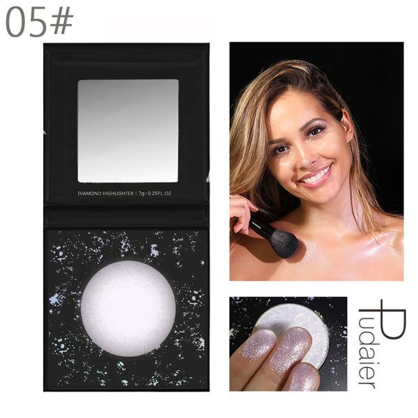 Pudaier Diamond Highlighter for Face Makeup Illuminator Makeup Long-lasting Waterproof Blush Powder for Face Highlighter Palette