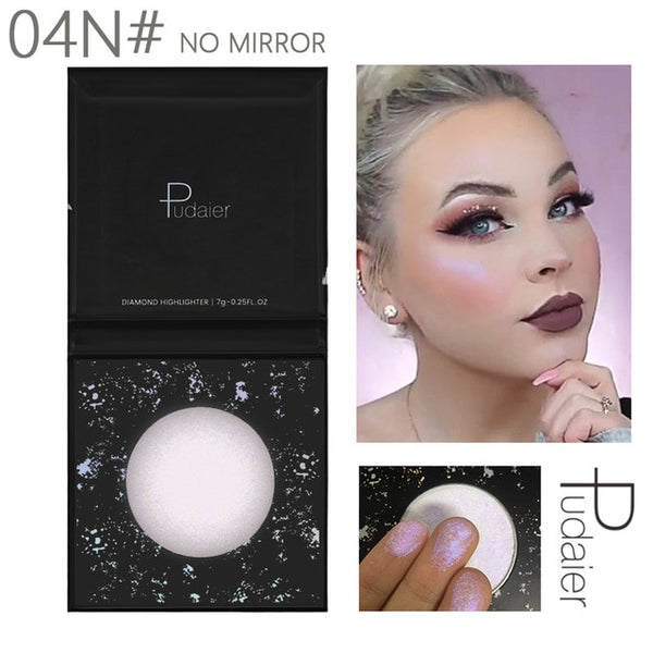 Pudaier Diamond Highlighter for Face Makeup Illuminator Makeup Long-lasting Waterproof Blush Powder for Face Highlighter Palette